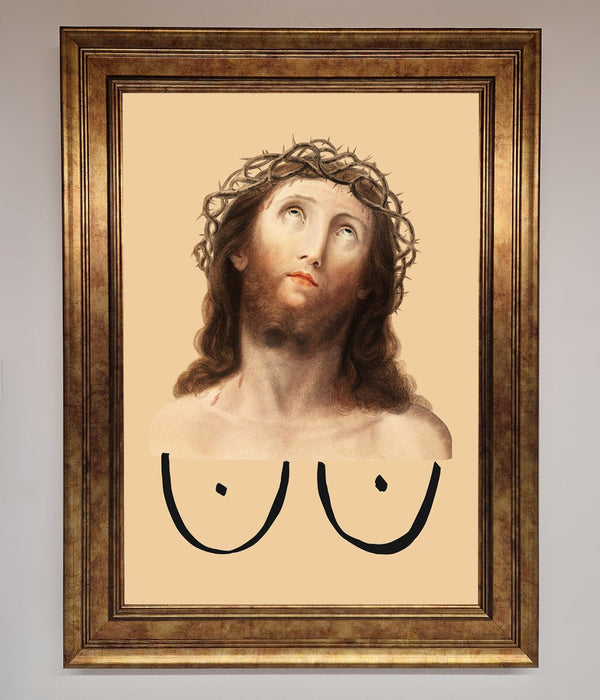 Jesus Breasts Framed Poster - Hi Society
