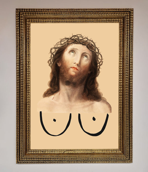Jesus Breasts Framed Poster - Hi Society