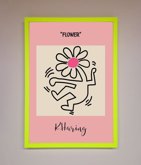 Keith Haring Flower Pink Framed Poster - Hi Society