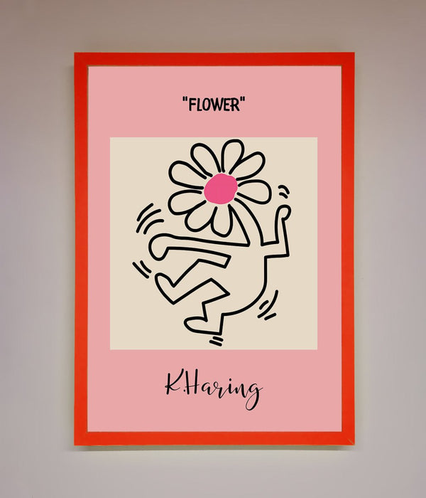 Keith Haring Flower Pink Framed Poster - Hi Society