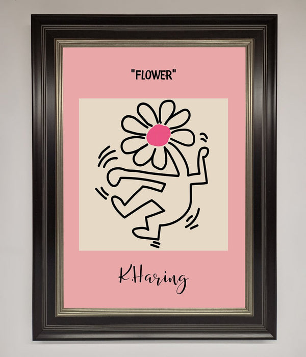 Keith Haring Flower Pink Framed Poster - Hi Society