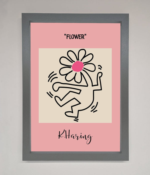 Keith Haring Flower Pink Framed Poster - Hi Society