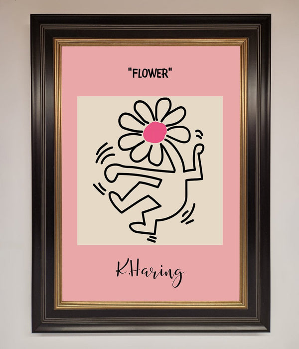 Keith Haring Flower Pink Framed Poster - Hi Society