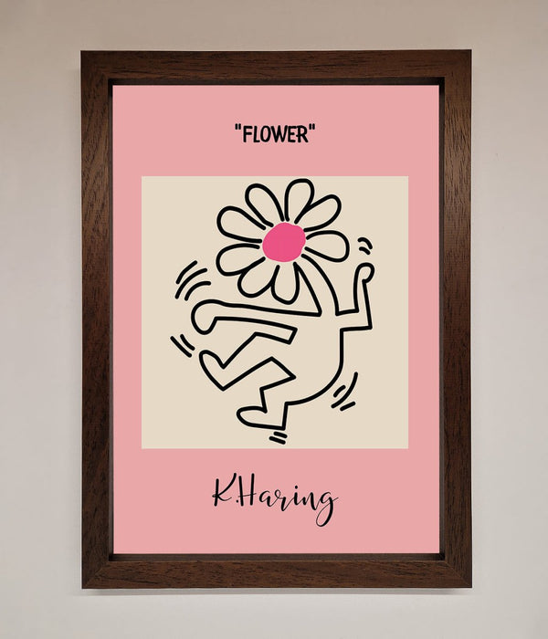 Keith Haring Flower Pink Framed Poster - Hi Society