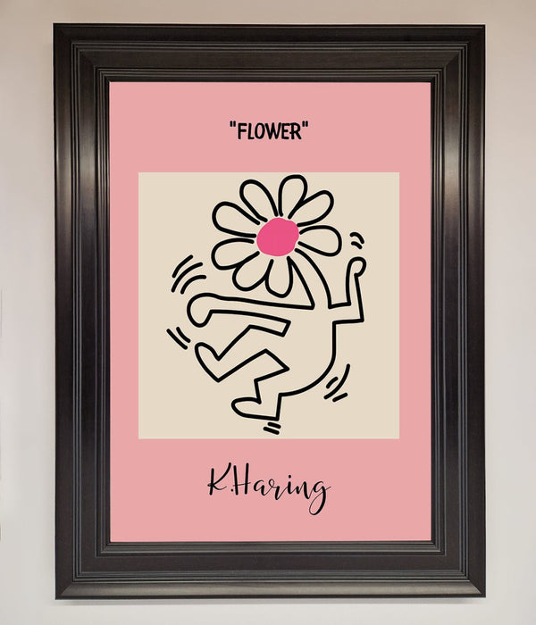Keith Haring Flower Pink Framed Poster - Hi Society