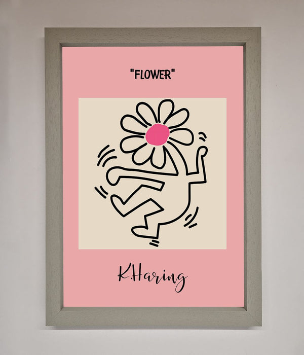 Keith Haring Flower Pink Framed Poster - Hi Society