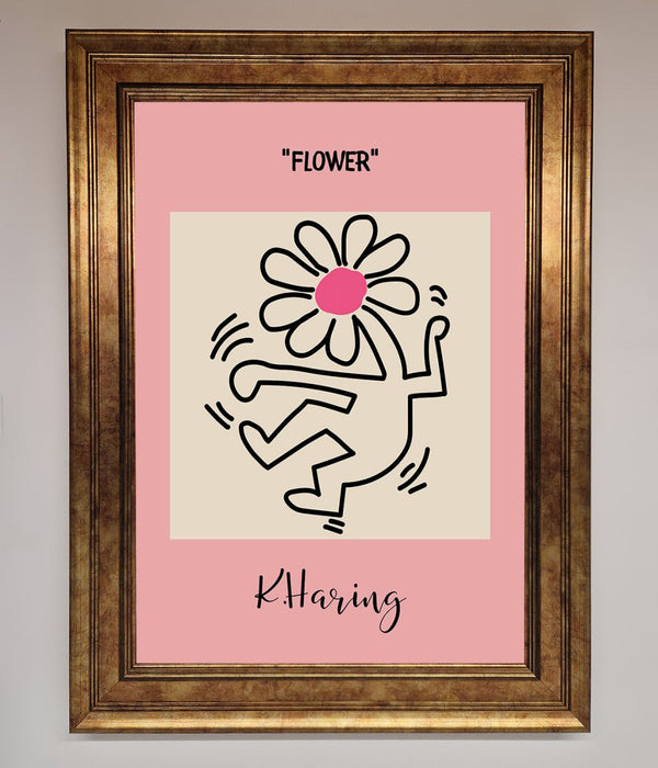 Keith Haring Flower Pink Framed Poster - Hi Society