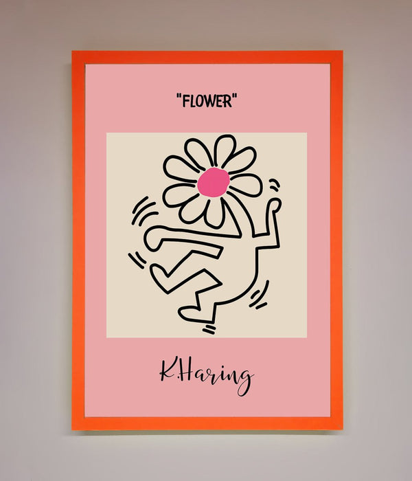 Keith Haring Flower Pink Framed Poster - Hi Society