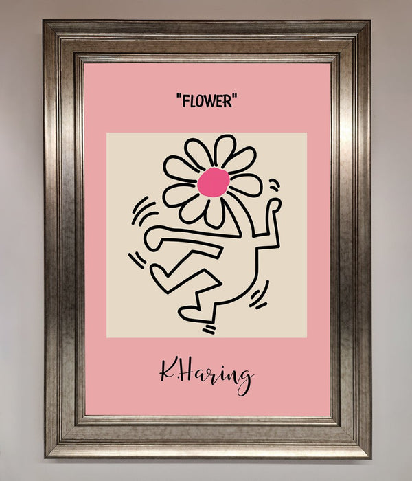 Keith Haring Flower Pink Framed Poster - Hi Society