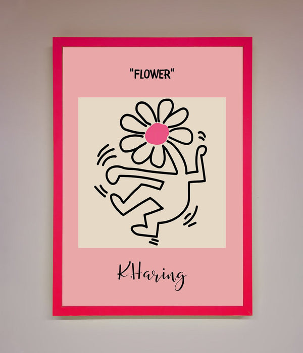 Keith Haring Flower Pink Framed Poster - Hi Society