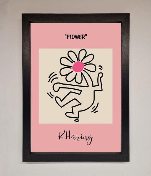 Keith Haring Flower Pink Framed Poster - Hi Society