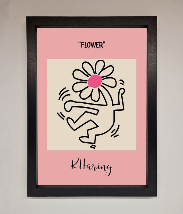 Keith Haring Flower Pink Framed Poster - Hi Society