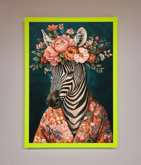 Kimono Zebra Flowers Framed Wall Art - Hi Society
