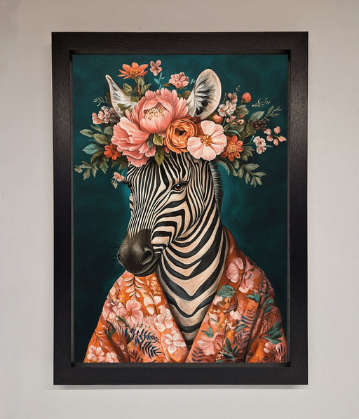 Kimono Zebra Flowers Framed Wall Art - Hi Society