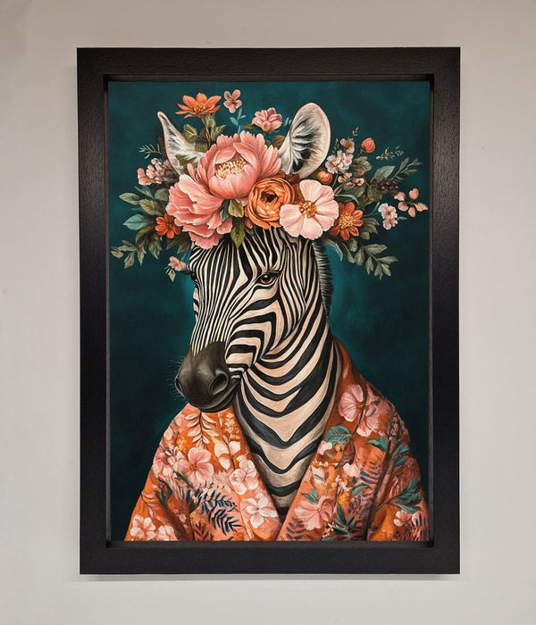 Kimono Zebra Flowers Framed Wall Art - Hi Society