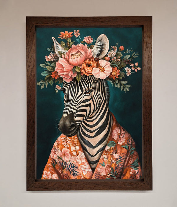 Kimono Zebra Flowers Framed Wall Art - Hi Society
