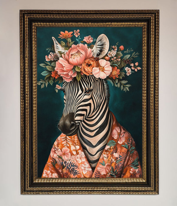 Kimono Zebra Flowers Framed Wall Art - Hi Society