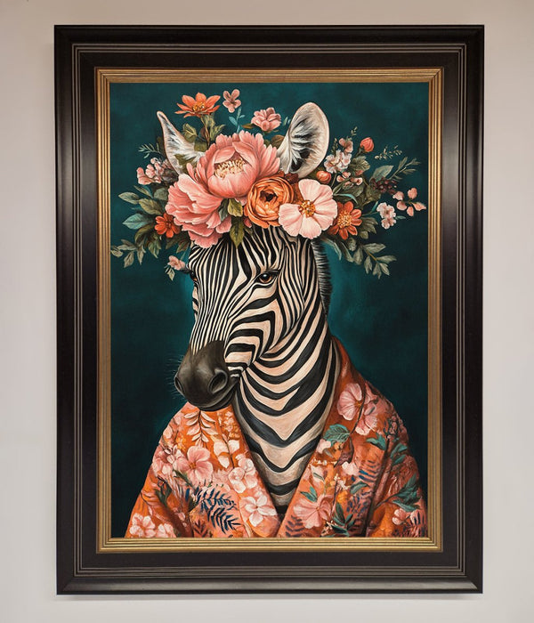 Kimono Zebra Flowers Framed Wall Art - Hi Society