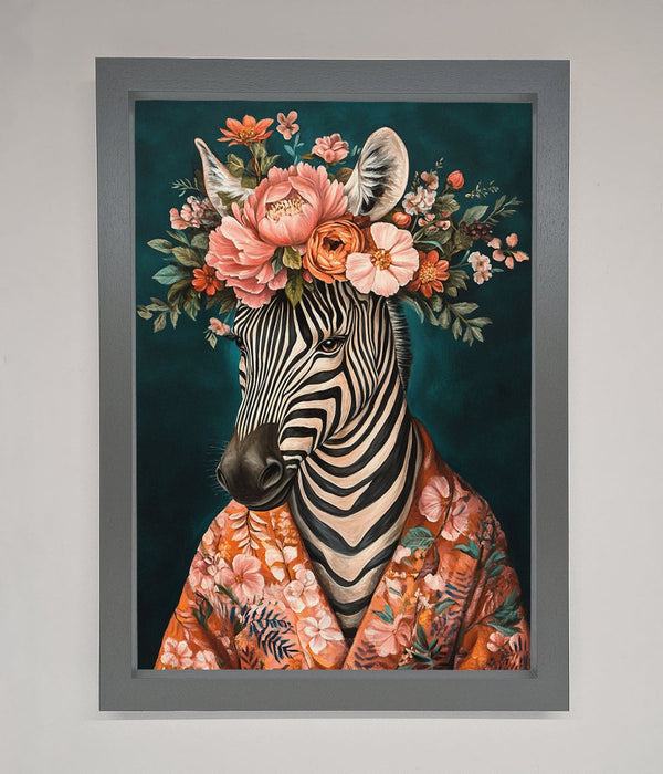 Kimono Zebra Flowers Framed Wall Art - Hi Society