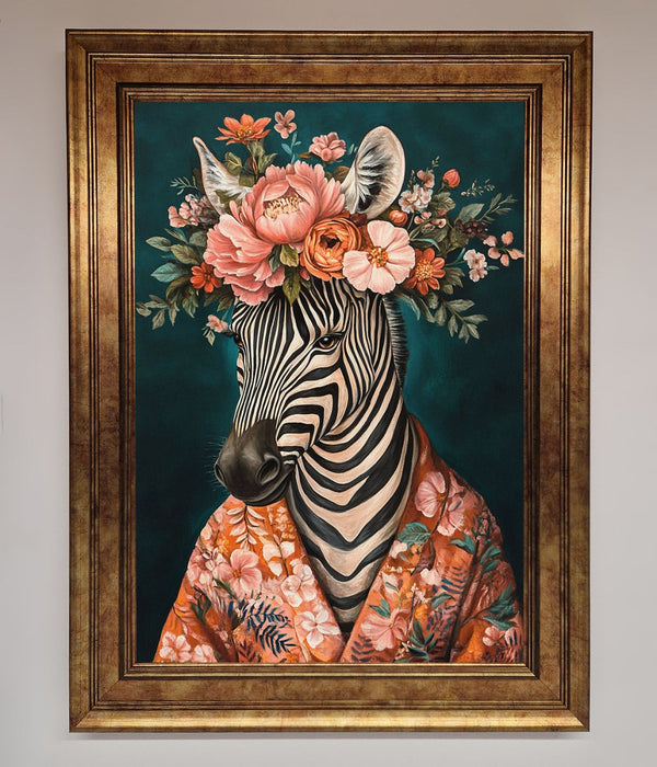 Kimono Zebra Flowers Framed Wall Art - Hi Society