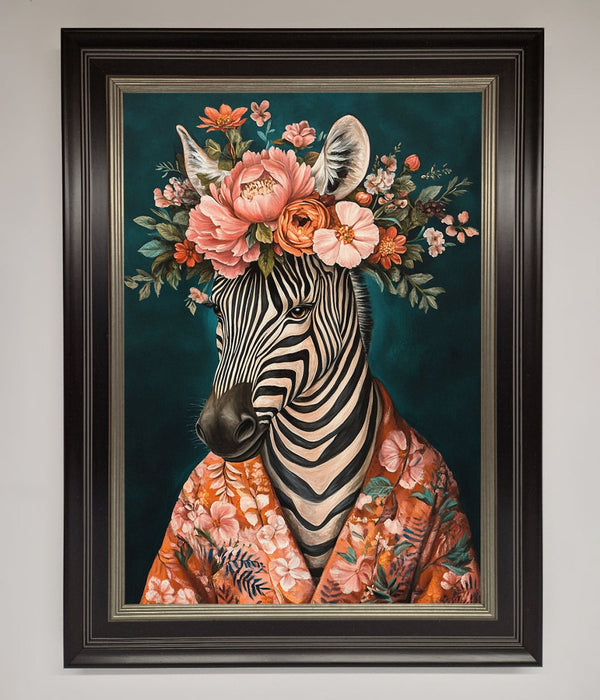 Kimono Zebra Flowers Framed Wall Art - Hi Society