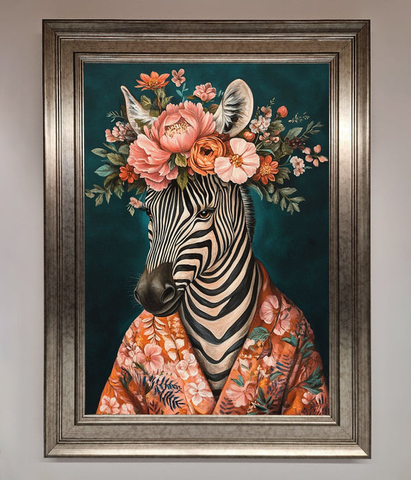 Kimono Zebra Flowers Framed Wall Art - Hi Society