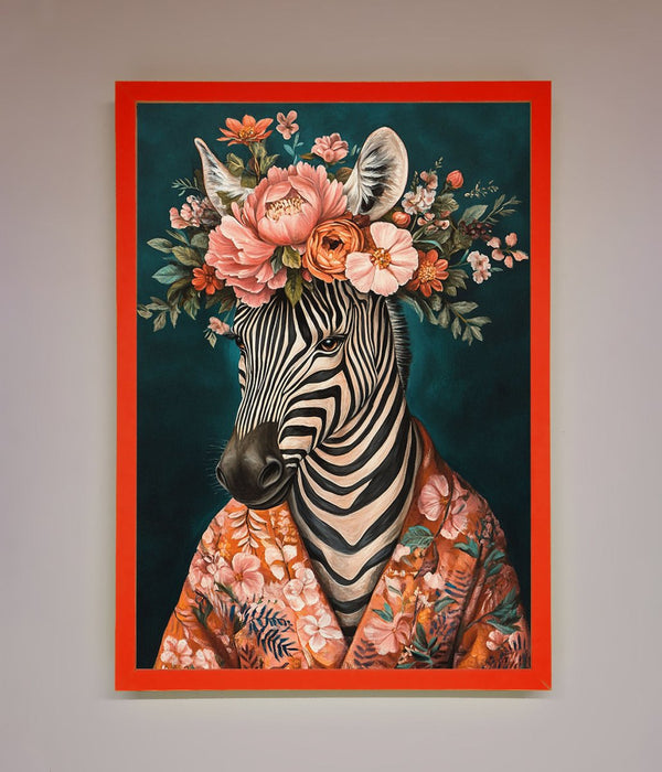 Kimono Zebra Flowers Framed Wall Art - Hi Society