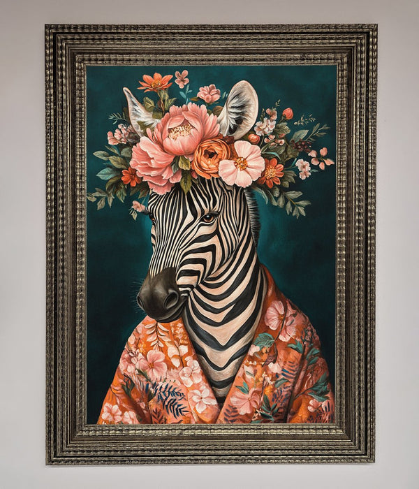 Kimono Zebra Flowers Framed Wall Art - Hi Society