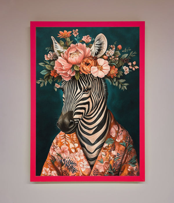 Kimono Zebra Flowers Framed Wall Art - Hi Society