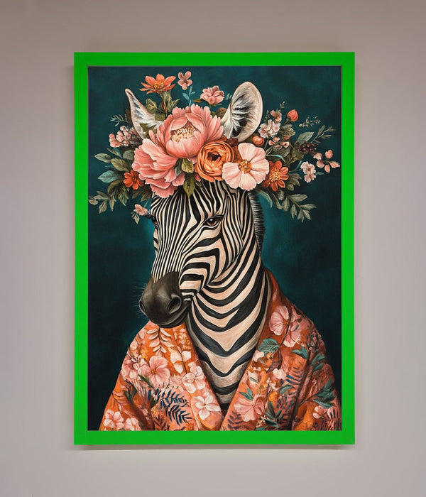 Kimono Zebra Flowers Framed Wall Art - Hi Society