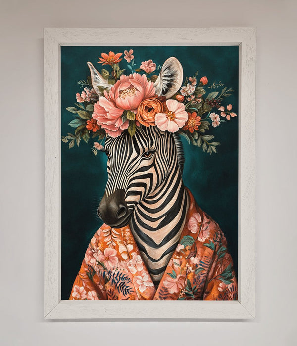Kimono Zebra Flowers Framed Wall Art - Hi Society