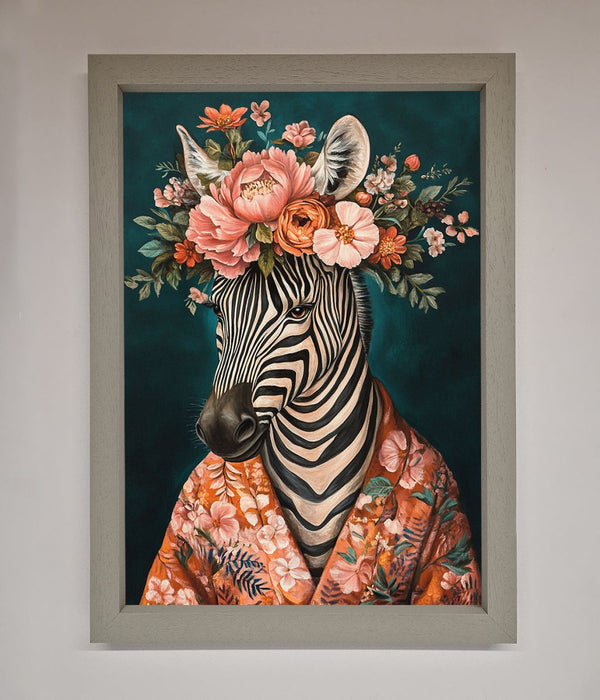 Kimono Zebra Flowers Framed Wall Art - Hi Society