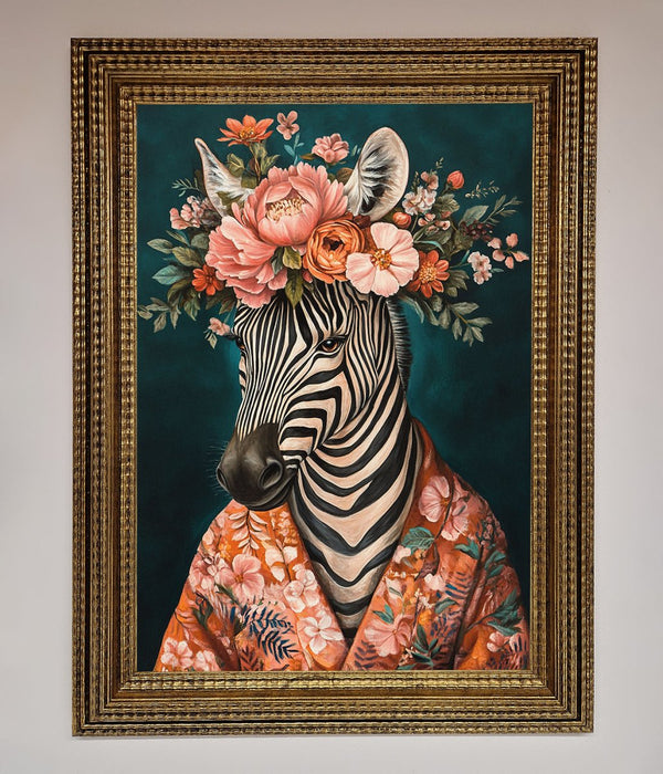 Kimono Zebra Flowers Framed Wall Art - Hi Society