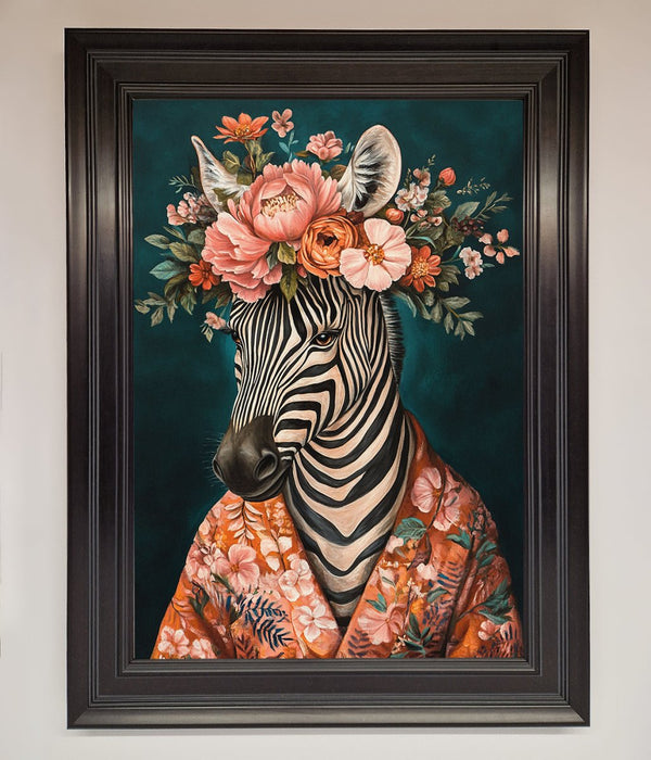 Kimono Zebra Flowers Framed Wall Art - Hi Society