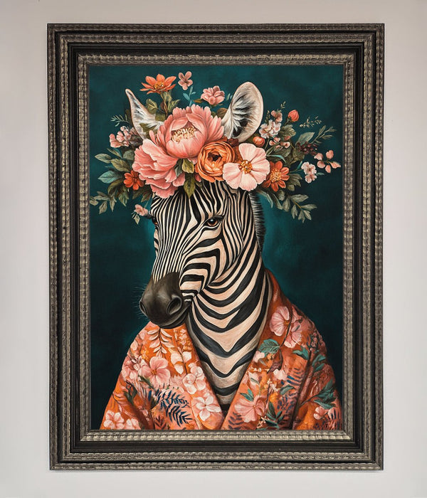 Kimono Zebra Flowers Framed Wall Art - Hi Society