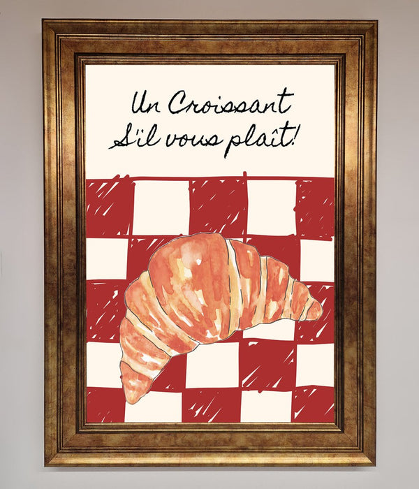 Kitchen Croissant Red Check Framed Print - Hi Society