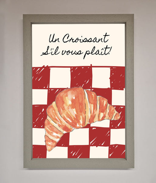 Kitchen Croissant Red Check Framed Print - Hi Society