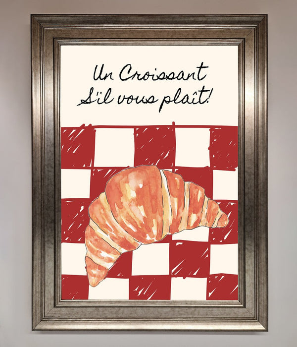 Kitchen Croissant Red Check Framed Print - Hi Society