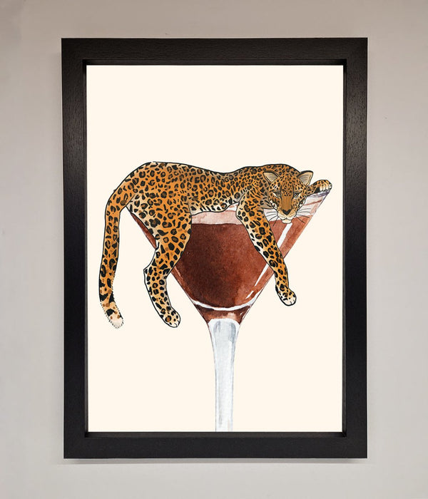 Lazy Leopard Martini Framed Poster - Hi Society