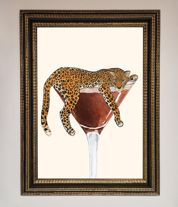 Lazy Leopard Martini Framed Poster - Hi Society