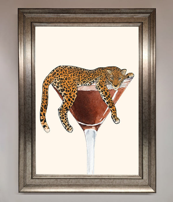 Lazy Leopard Martini Framed Poster - Hi Society