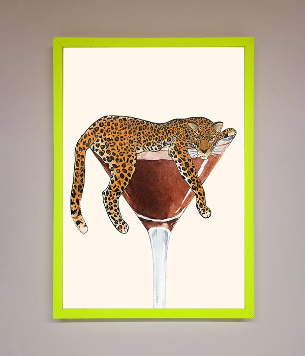 Lazy Leopard Martini Framed Poster - Hi Society