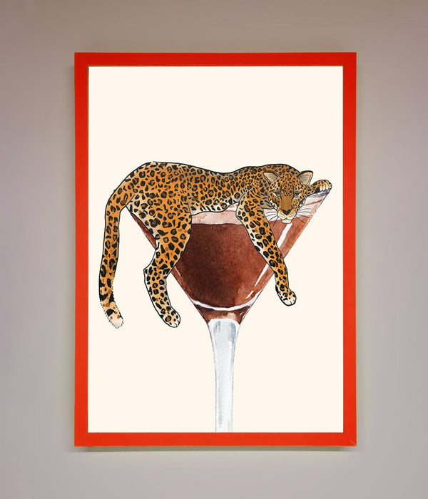 Lazy Leopard Martini Framed Poster - Hi Society