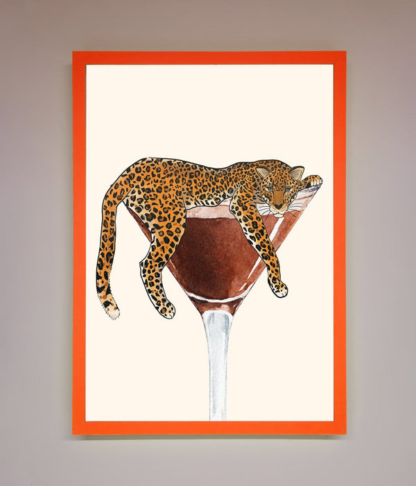 Lazy Leopard Martini Framed Poster - Hi Society