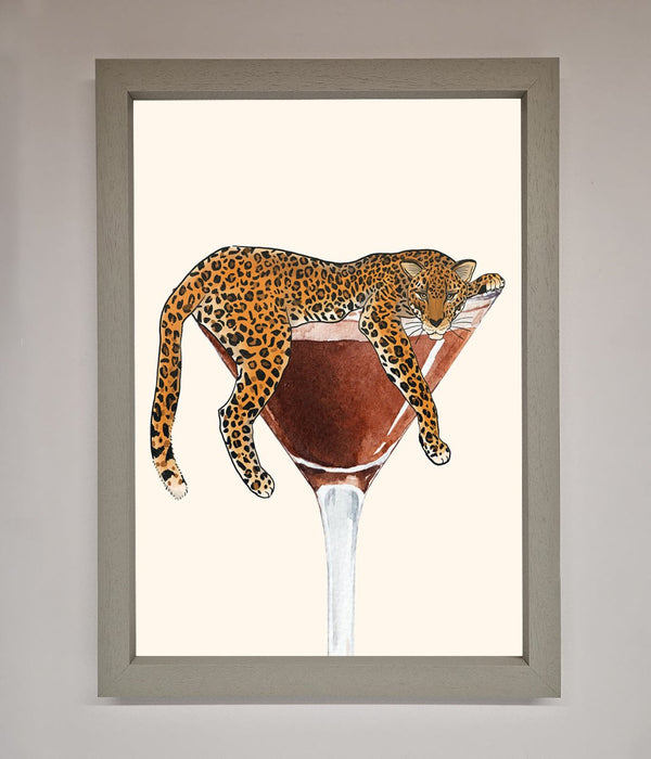 Lazy Leopard Martini Framed Poster - Hi Society