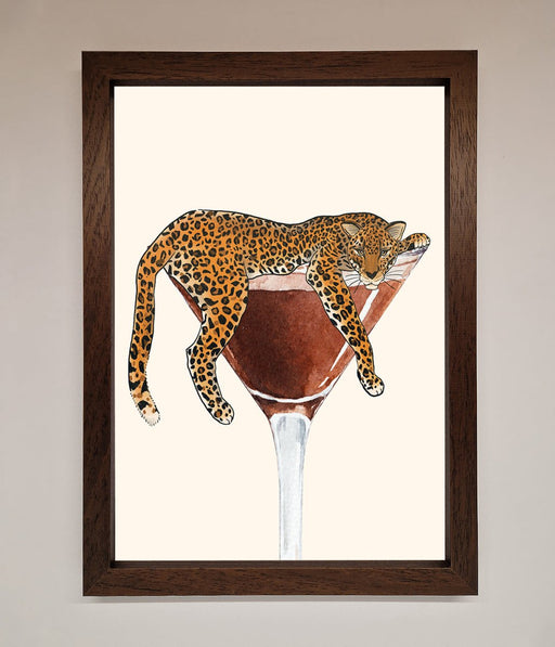 Lazy Leopard Martini Framed Poster - Hi Society