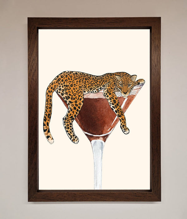 Lazy Leopard Martini Framed Poster - Hi Society