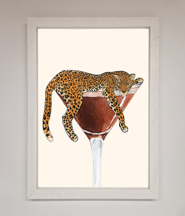 Lazy Leopard Martini Framed Poster - Hi Society