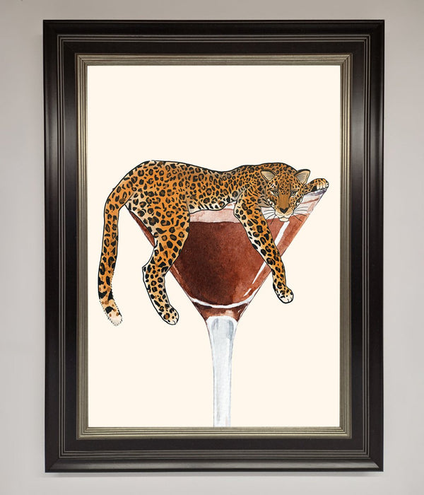 Lazy Leopard Martini Framed Poster - Hi Society