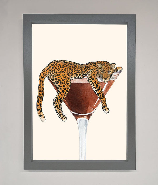 Lazy Leopard Martini Framed Poster - Hi Society